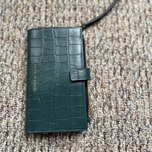 Marc Jacobs Dark Green Croc-Embossed Clutch